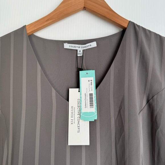 🆕 Collective Concepts for Stitch Fix striped grey Florence bell sleeve blouse - Picture 5 of 8